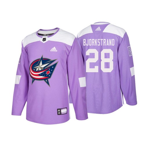 #28 Oliver Bjorkstrand Purple 2018 Authentic Hockey Fights Cancer Jersey