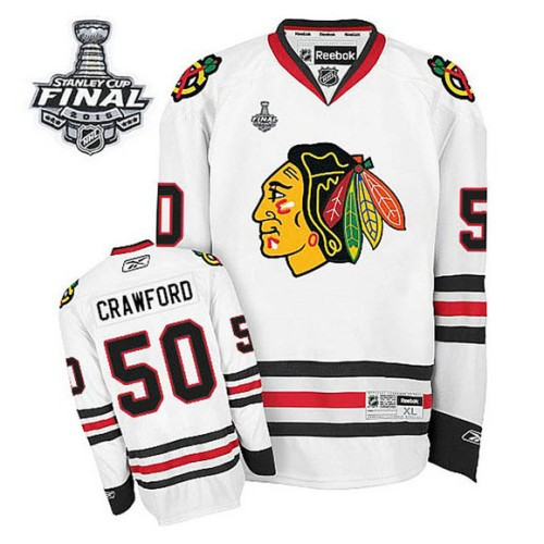 Corey Crawford #50 White 2015 Stanley Cup Away Jersey