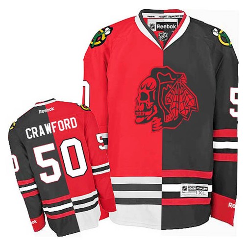 Corey Crawford #50 Red/Black Split Fashion Jersey
