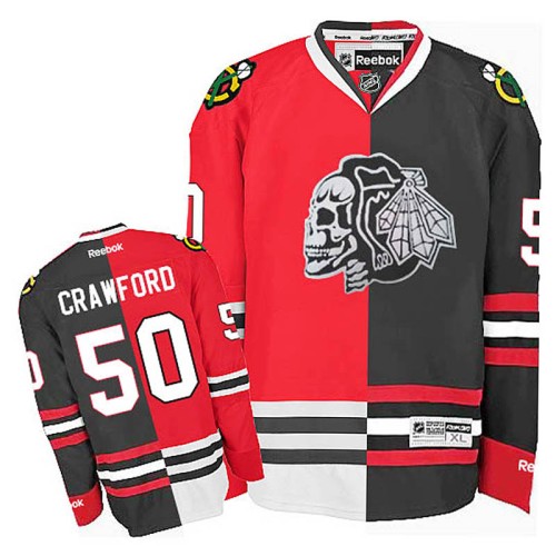 Corey Crawford #50 Red/Black Split Fashion Jersey