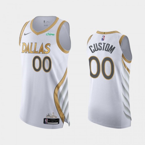 Men Dallas Mavericks Custom #00 2020-21 Authentic City Edition White Jersey