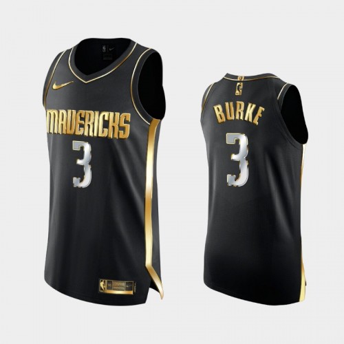 Men's Dallas Mavericks #3 Trey Burke Black Authentic Golden Jersey