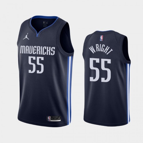 Men's Dallas Mavericks #55 Delon Wright 2020-21 Statement Navy Jersey