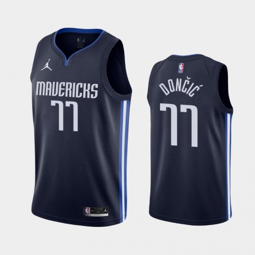 Men's Dallas Mavericks #77 Luka Doncic 2020-21 Statement Navy Jersey