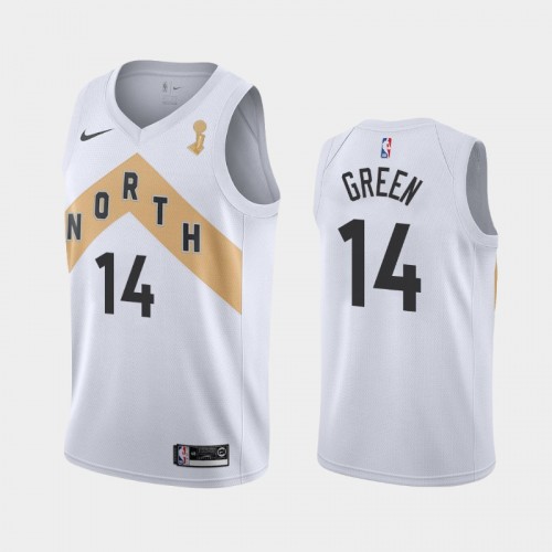 Men's Toronto Raptors #14 Danny Green 2019 NBA Finals Champions City White Jersey