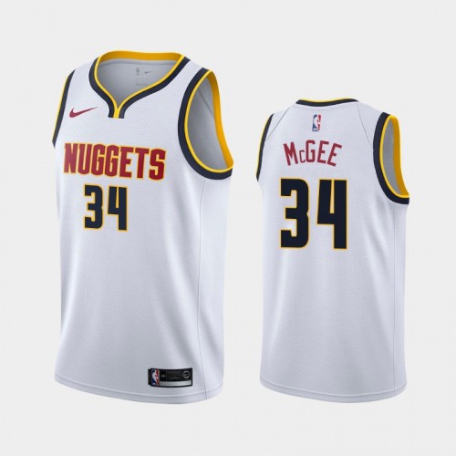 Men's Denver Nuggets JaVale McGee #34 2021 Association White Jersey