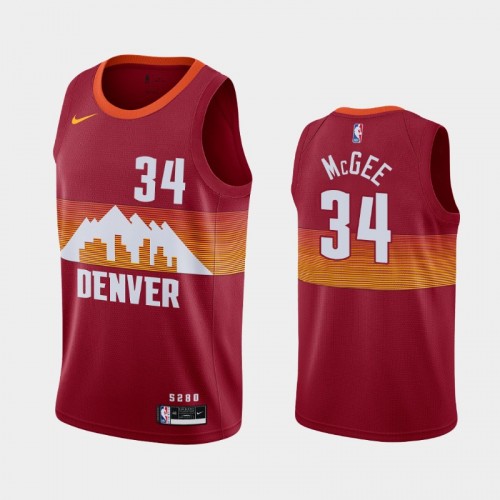Men's Denver Nuggets JaVale McGee #34 2021 City Red Jersey