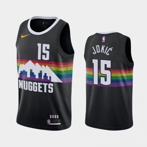 Men's Denver Nuggets #15 Nikola Jokic 2019-20 City Black Jersey