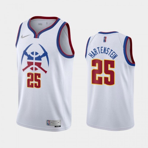 Men's Denver Nuggets #25 Isaiah Hartenstein 2021 Earned White Jersey