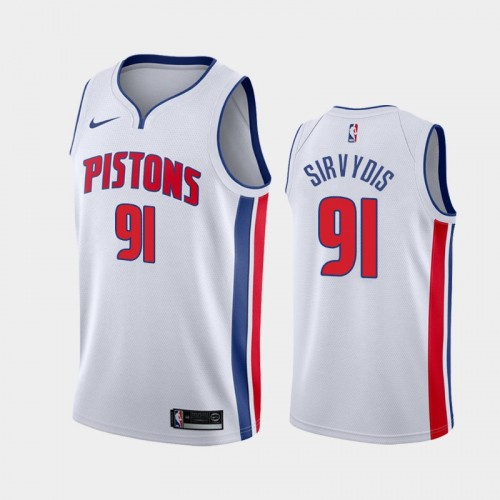 Men's Detroit Pistons #91 Deividas Sirvydis 2020-21 Association White Jersey