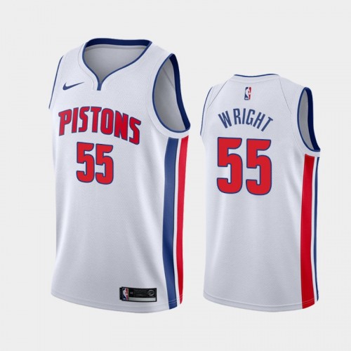 Men's Detroit Pistons #55 Delon Wright 2020-21 Association White Jersey