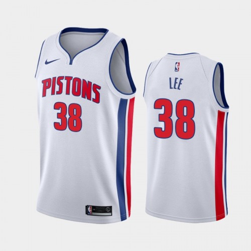Men's Detroit Pistons Saban Lee #38 2020-21 Association White Jersey