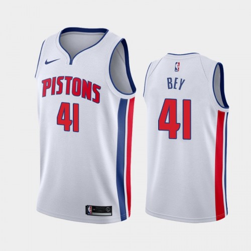 Men's Detroit Pistons Saddiq Bey Association 2020 NBA Draft First Round Pick White Jersey