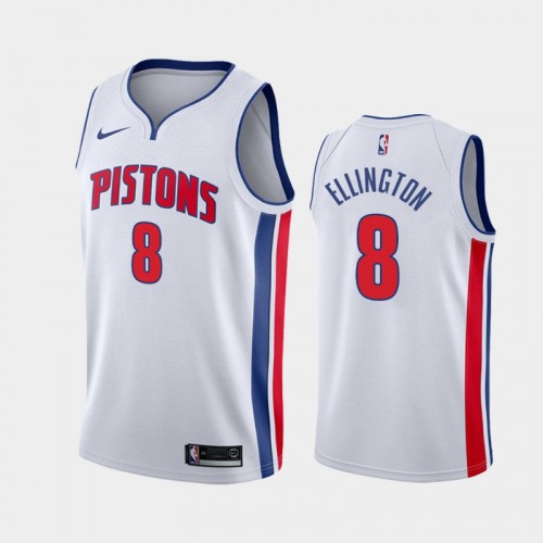Men's Detroit Pistons #8 Wayne Ellington 2020-21 Association White Jersey