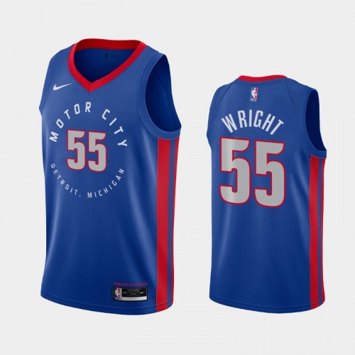 Men's Detroit Pistons #55 Delon Wright 2020-21 City Blue Jersey