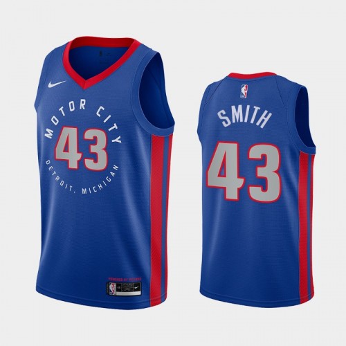Detroit Pistons Chris Smith Men #43 City Edition Pac-12 MIP 2020 Blue Jersey