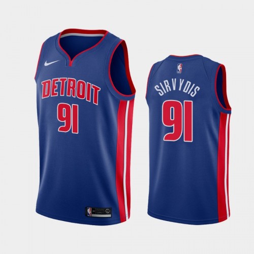 Men's Detroit Pistons #91 Deividas Sirvydis 2020-21 Icon Blue Jersey