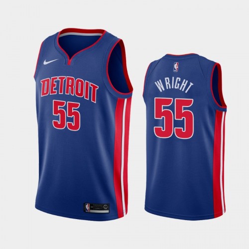 Men's Detroit Pistons #55 Delon Wright 2020-21 Icon Blue Jersey