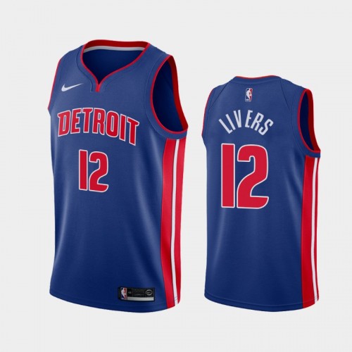Detroit Pistons Isaiah Livers Men #12 Icon Edition Blue Jersey