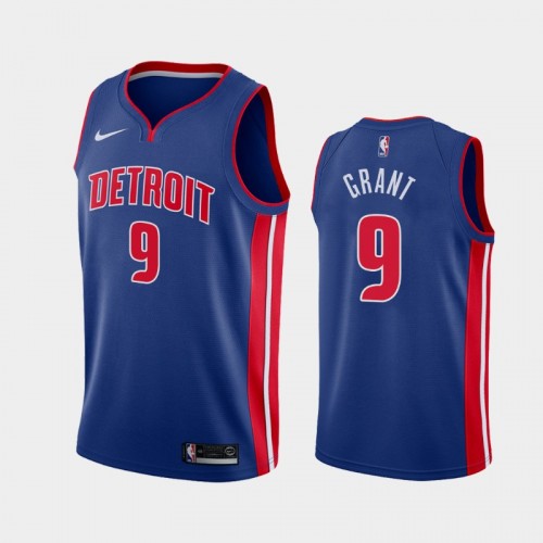 Men's Detroit Pistons Jerami Grant #9 2020-21 Icon Blue Jersey