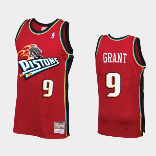 Men Detroit Pistons #9 Jerami Grant Throwback 90s HWC Swingman Red Jersey