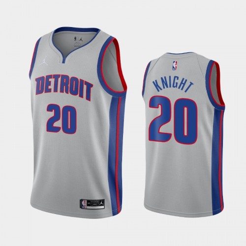 Men's Detroit Pistons #20 Brandon Knight 2020-21 Statement Silver Jersey
