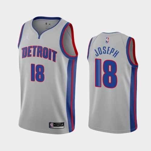 Men's Detroit Pistons Cory Joseph #18 2021 Statement Gray Jersey