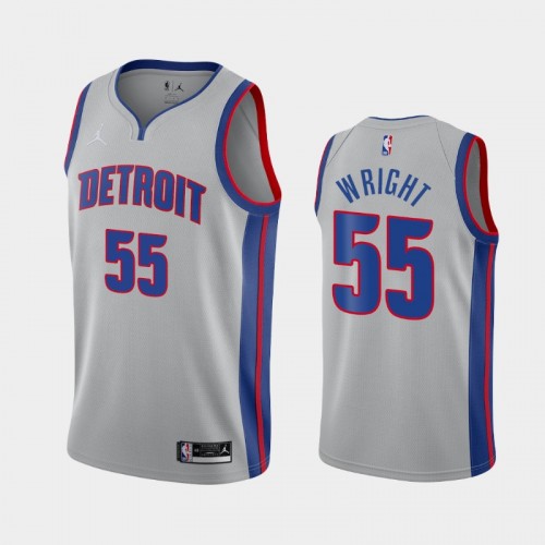 Men's Detroit Pistons #55 Delon Wright 2020-21 Statement Jordan Brand Silver Jersey
