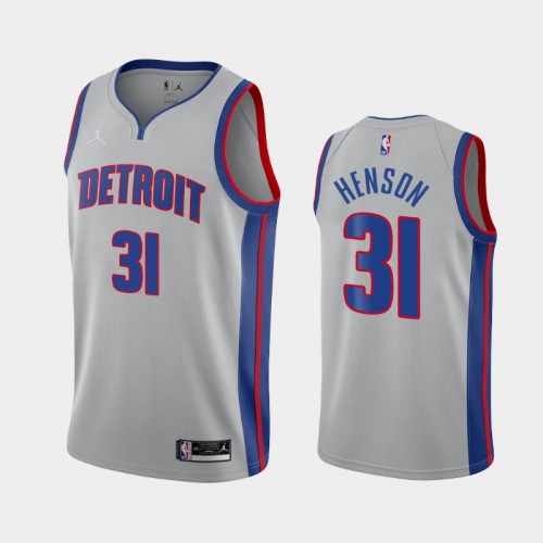 Men's Detroit Pistons #31 John Henson 2020-21 Statement Silver Jersey