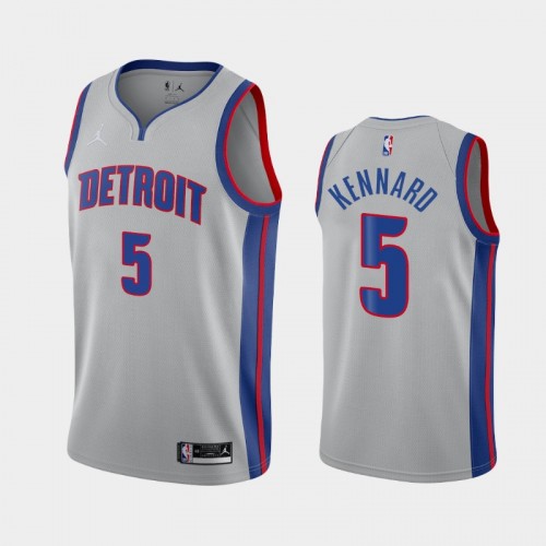 Men's Detroit Pistons #5 Luke Kennard 2020-21 Statement Silver Jersey