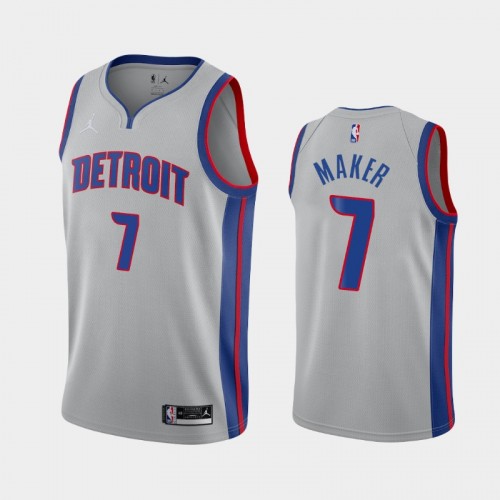 Men's Detroit Pistons #7 Thon Maker 2020-21 Statement Silver Jersey
