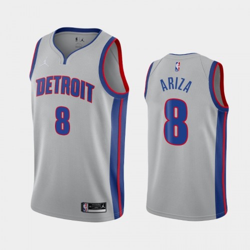 Men's Detroit Pistons Trevor Ariza #8 2020-21 Statement Silver Jersey
