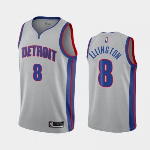 Men's Detroit Pistons #8 Wayne Ellington 2020-21 Statement Jordan Brand Silver Jersey