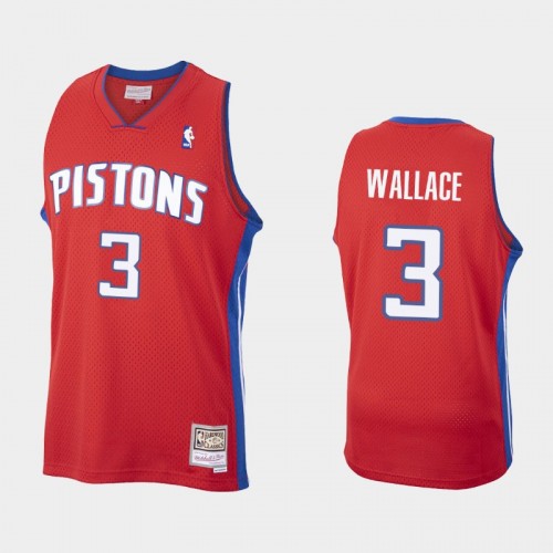 Men Detroit Pistons #3 Ben Wallace Red HWC Mesh Jersey - Throwback