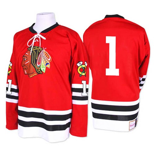 Glenn Hall #1 Red 1960-61 Throwback Jersey
