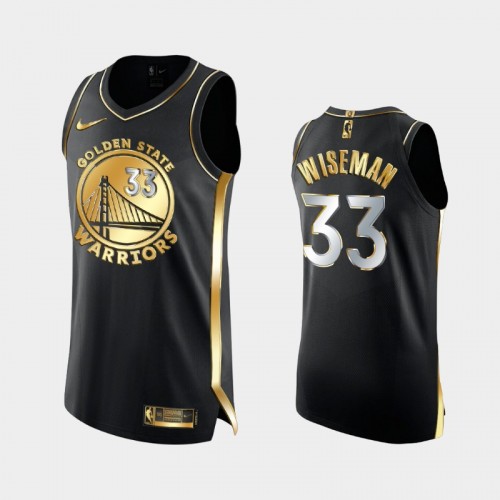 Men's Golden State Warriors #33 James Wiseman Black Authentic Golden 6X Champs Limited Jersey