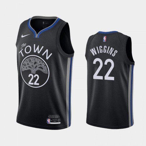 Men's Golden State Warriors #22 Andrew Wiggins 2019-20 City Black Jersey