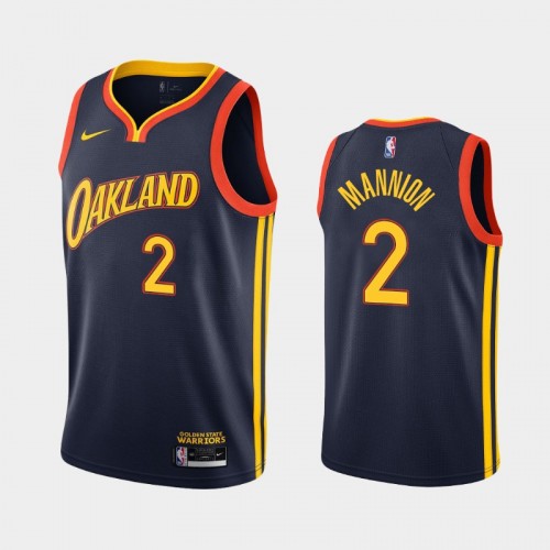 Men's Golden State Warriors #2 Nico Mannion 2020-21 City Navy Jersey