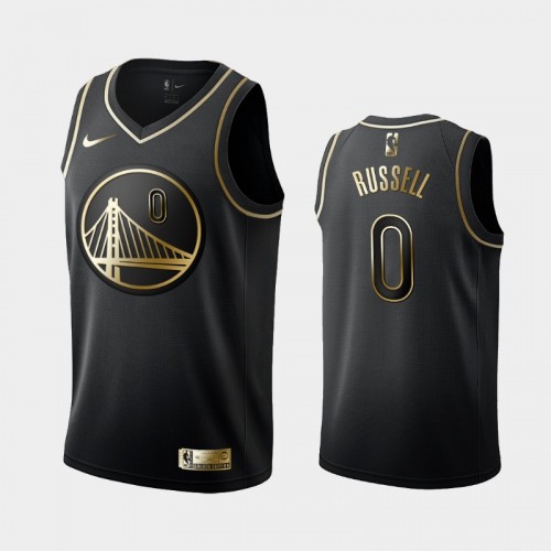 Men's Golden State Warriors #0 D'Angelo Russell Black Golden Logo Jersey
