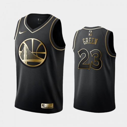 Men's Golden State Warriors #23 Draymond Green Black Golden Logo Jersey