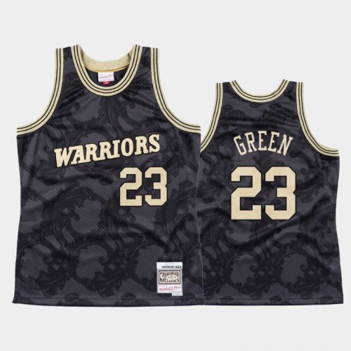 Men's Golden State Warriors #23 Draymond Green Black Toile Metallic Classic Jersey