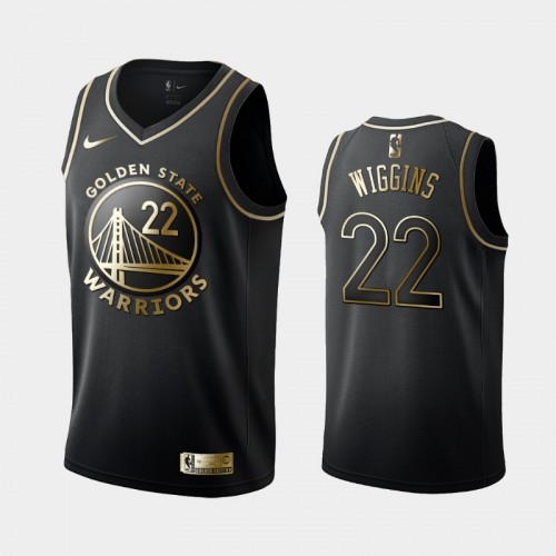 Men's Golden State Warriors #22 Andrew Wiggins Black Golden Edition Jersey