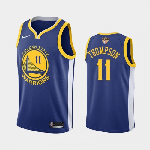 Men's Golden State Warriors #11 Klay Thompson Blue 2019 NBA Finals Icon Jersey