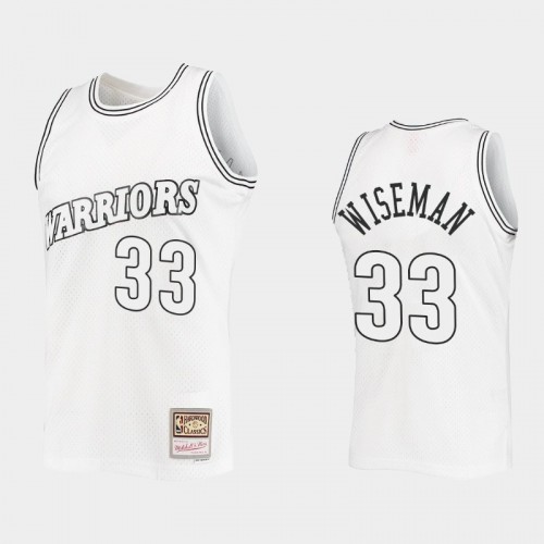 Golden State Warriors #33 James Wiseman Outdated Classic Mitchell Ness White Jersey
