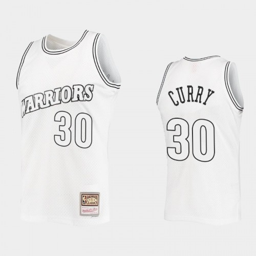 Golden State Warriors #30 Stephen Curry Outdated Classic Mitchell Ness White Jersey