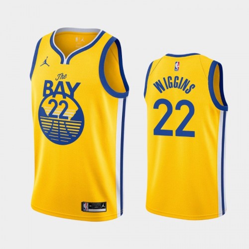 Men's Golden State Warriors #22 Andrew Wiggins 2020-21 Statement Gold Jersey