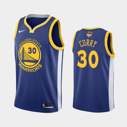 Men's Golden State Warriors #30 Stephen Curry Blue 2019 NBA Finals Icon Jersey