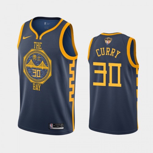 Men's Golden State Warriors #30 Stephen Curry Navy 2019 NBA Finals City Jersey