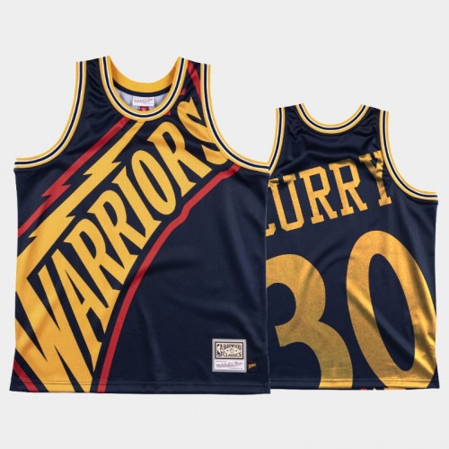 Golden State Warriors #30 Stephen Curry Navy Big Face Jersey - HWC