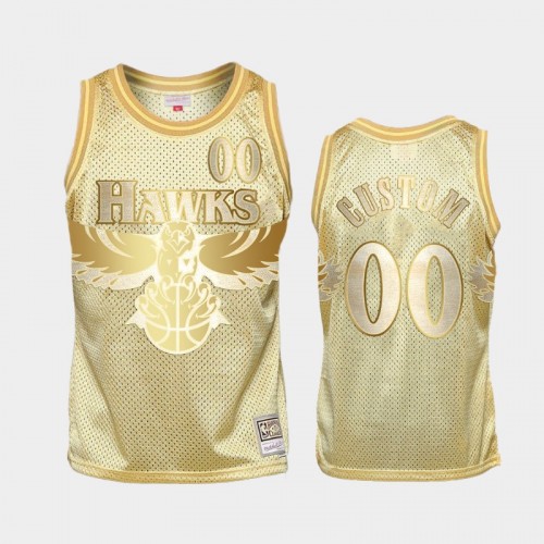 Limited Gold Atlanta Hawks #00 Custom Midas SM Jersey
